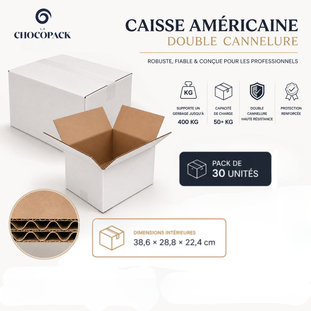 Caisse Américaine Premium – Double Cannelure (RSC)